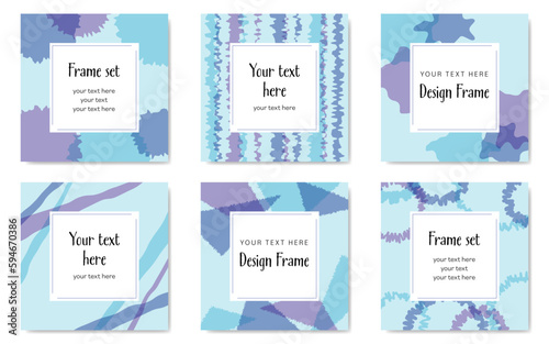 抽象的な模様のフレームセット　ブルー系