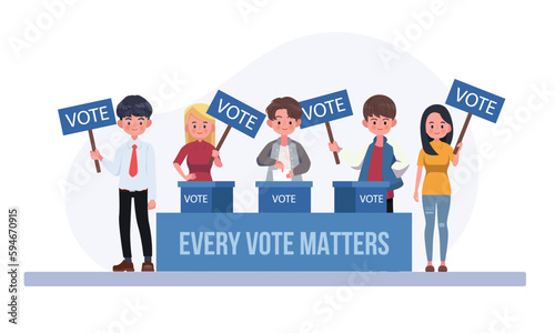 Election Day People vote at polling stations people put ballots in box