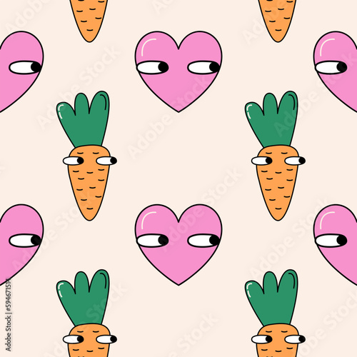 Groovy seamless pattern. Retro background 90s style. Nostalgic retro pattern. Psychedelic and trippy texture