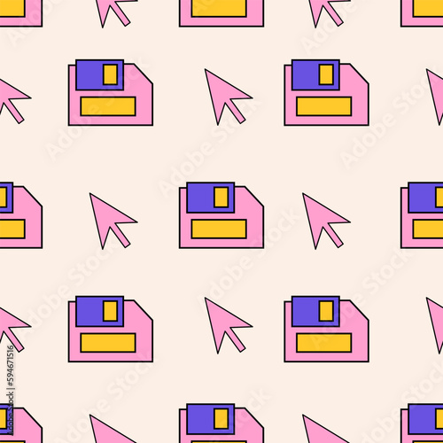 Groovy seamless pattern. Retro background 90s style. Nostalgic retro pattern. Psychedelic and trippy texture