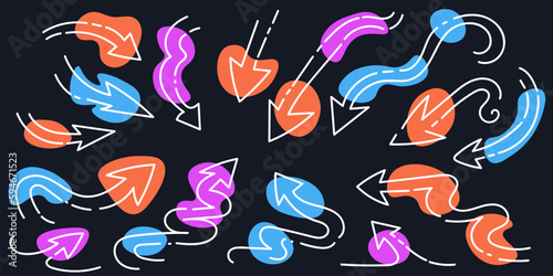 Hand Drawn Arrow Collection. Arrow Icon with Sketch Doodle Style. Pointers Symbol