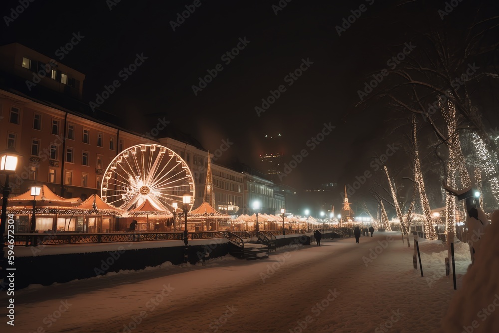 Winter wonderland in Helsinki. Christmas holiday. Generative AI