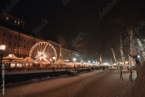 Winter wonderland in Helsinki. Christmas holiday. Generative AI
