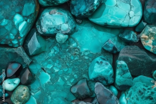 Abstract Turquoise Stone Texture Background. Generative AI