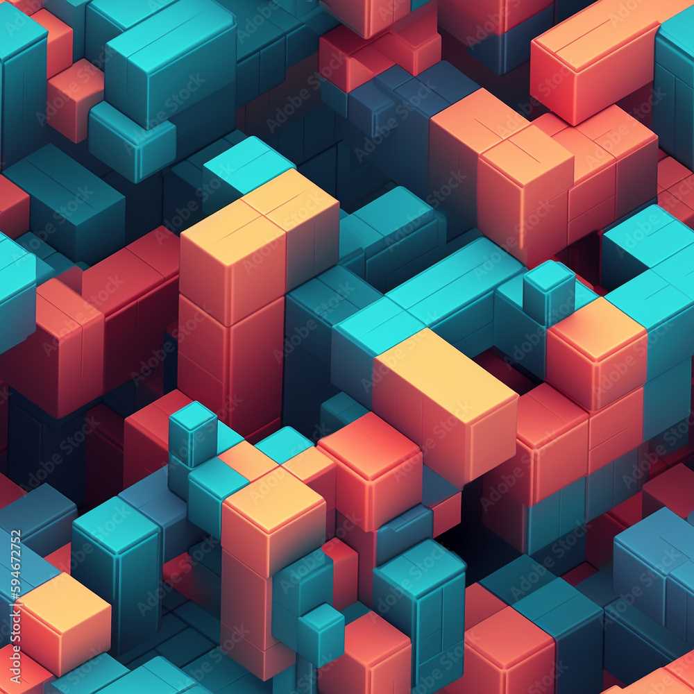 Isometric cubes, seamless pattern, Generative AI Isometric cubes, seamless pattern, Generative AI
