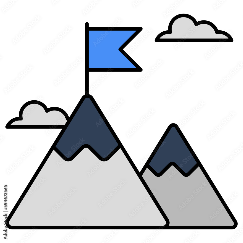 Conceptual flat design icon of mission accomplished Conceptual flat design icon of mission accomplished