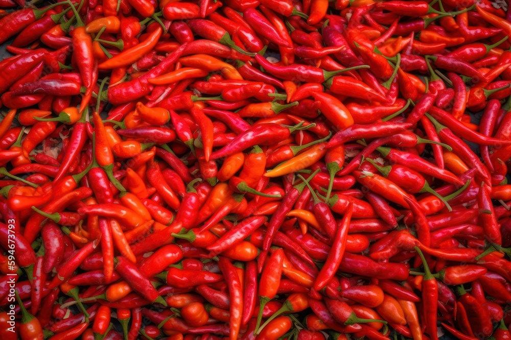 Full frame background of red hot chili peppers. Generative AI Full frame background of red hot chili peppers. Generative AI