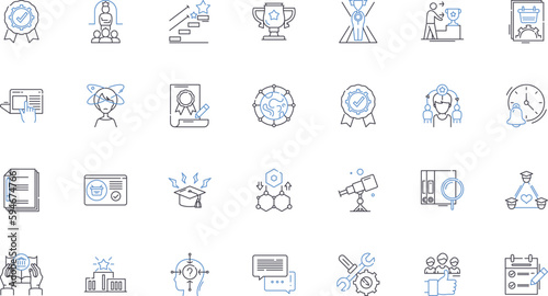 Educational facility line icons collection. Classroom, School, Learning, Teacher, Student, Curriculum, Lesson vector and linear illustration. Study,Education,Academic outline signs set