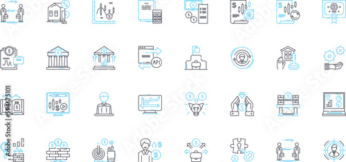 shares linear icons set. Stocks, Equity, Market, Trading, Investment, Portfolio, Dividend line vector and concept signs. IPO,Brokers,Exchange outline illustrations