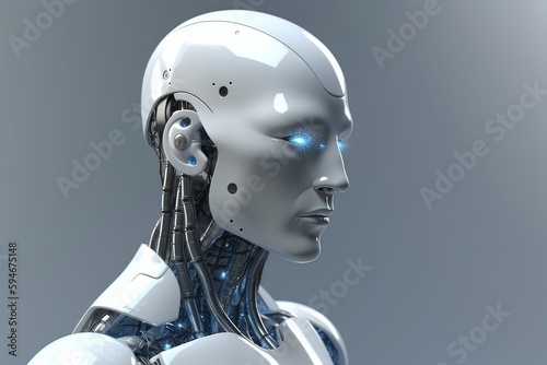 Close-up of artificial intelligence robots,. AI technology generated image