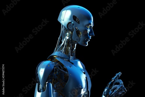 Close-up of artificial intelligence robots,. AI technology generated image