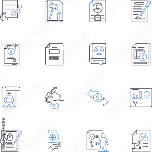 Employee benefits line icons collection. Healthcare, Retirement, Wellness, Compensation, Insurance, Timeoff, Perks vector and linear illustration. Incentives,Education,Disability outline signs set photo