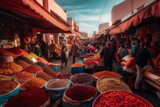 asian market with crowd people, ai generative images.
