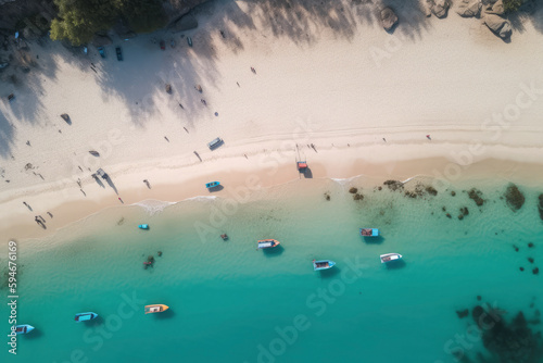 aerial view of beach with boats © kalafoto