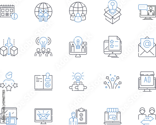 Creative and innovative line icons collection. Inventive, Resourceful, Ingenious, Imaginative, Original, Groundbreaking, Novel vector and linear illustration. Cutting-edge,Trailblazing,Revolutionary