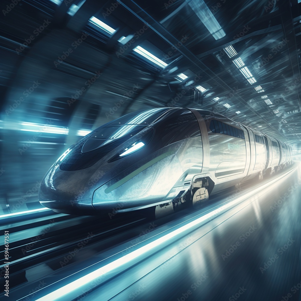 Futuristic train at speed. generative ai