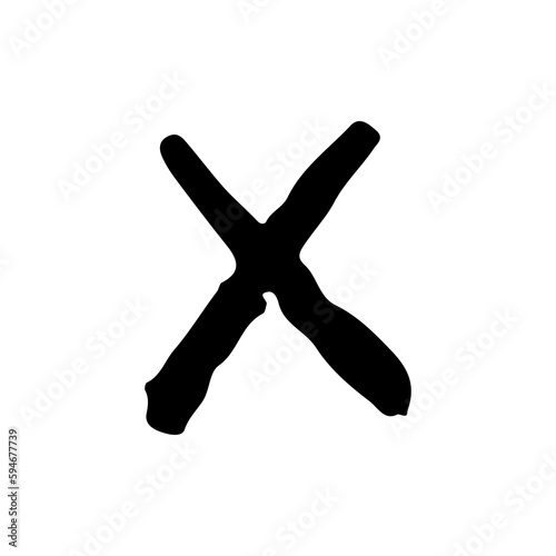 hand drawn cross on transparent background. PNG