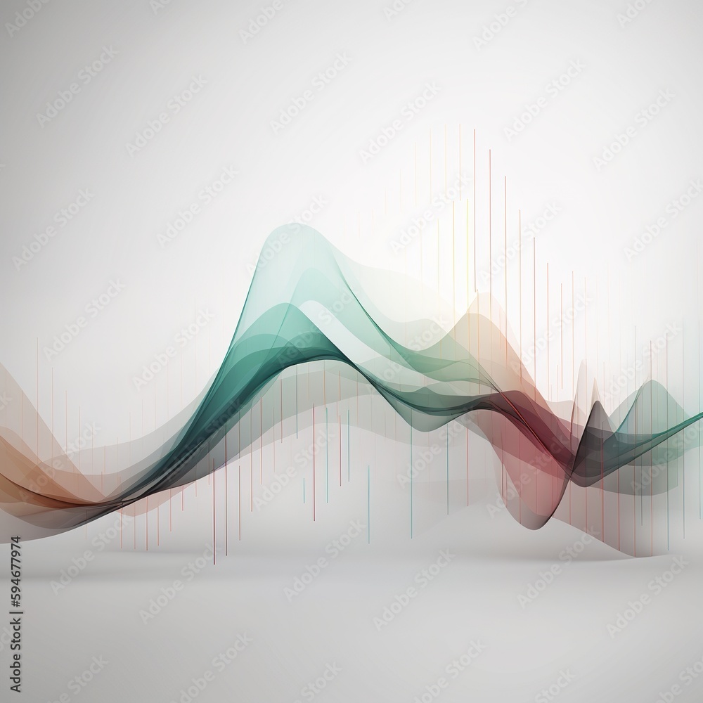 Digital generated image of abstract multicolored curve chart on grey ...