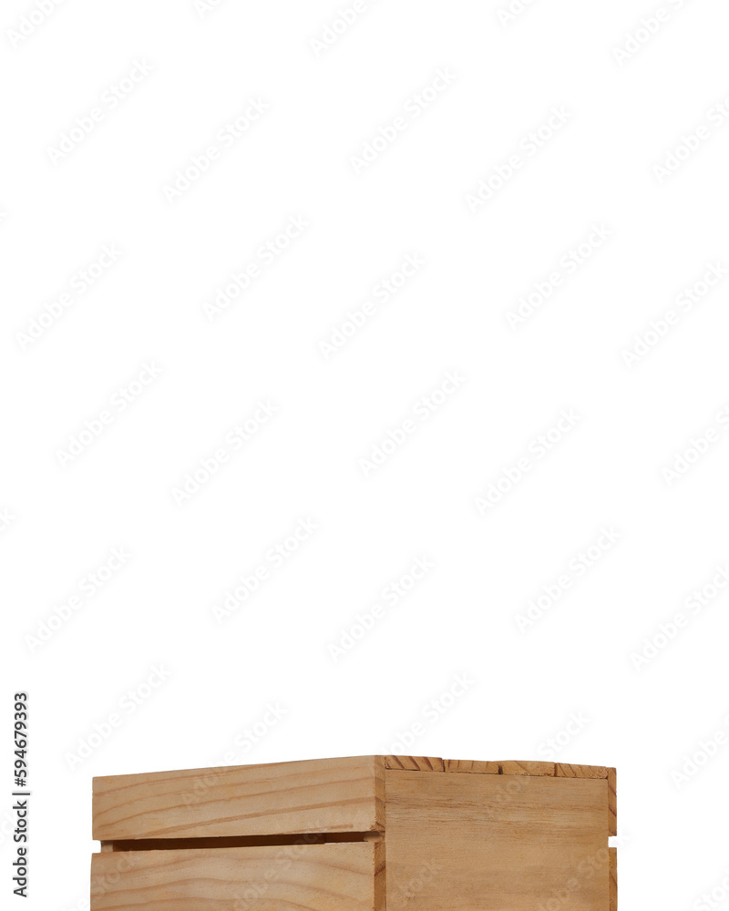 caja de madera clásica clara en fondo blanco como base ideal para exhibir productos cosméticos, alimenticios y otros / light classic wooden box on a white background as an ideal base for displaying co