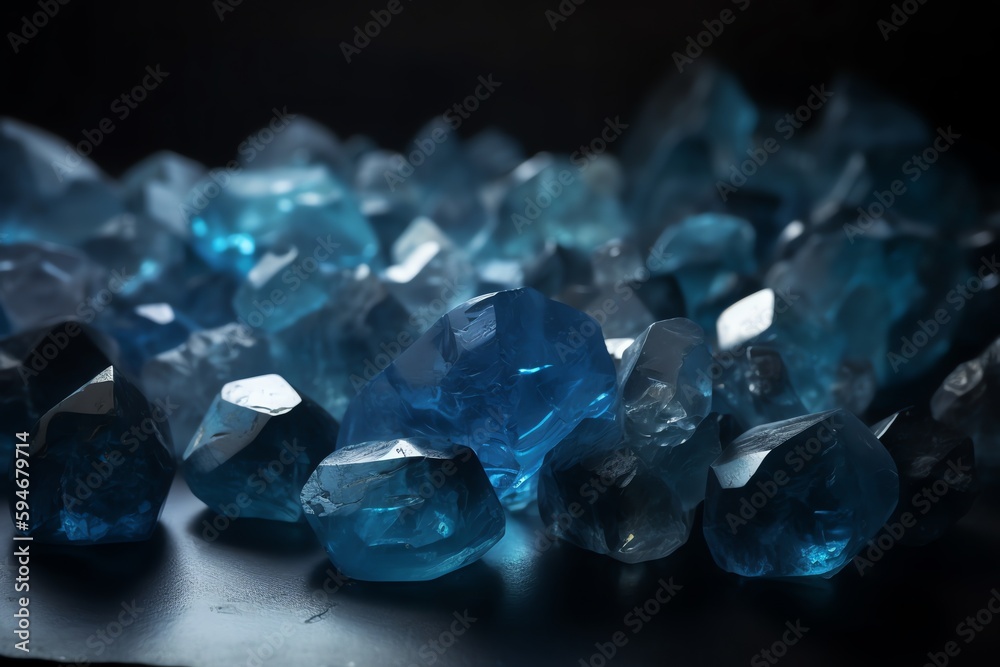 Group Of Blue Crystals Together. Generative AI Group Of Blue Crystals Together. Generative AI