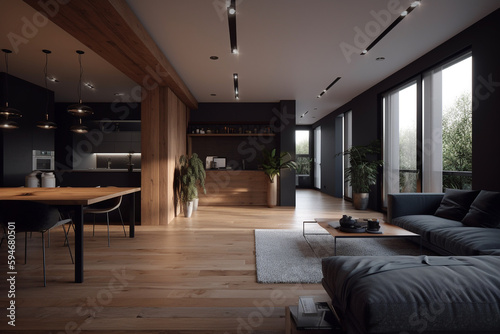 Modern & dark interior design of home © Jeremy