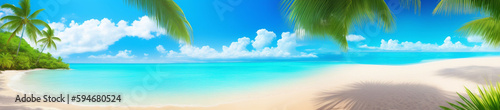 南国 ビーチ 海 浜辺 夏 清涼感 横長サイズ トロピカル