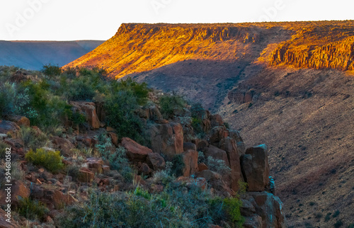 Rooiwalle canyon. Red walled canyon near the Doornhoek view site im the early morning light, Karoo National Park. photo