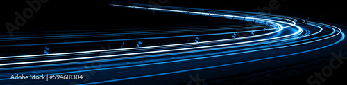 Fototapeta Naklejka Na Ścianę i Meble -  blue car lights at night. long exposure