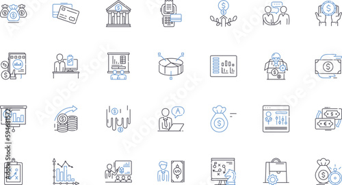 Investment community line icons collection. Stocks, Bonds, Mutual funds, Portfolio, Diversification, Assets, Value vector and linear illustration. Return,Risk,Analysts outline signs set