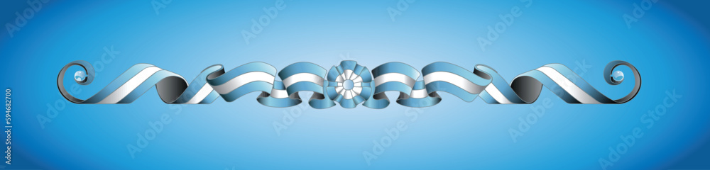 Bandera argentina filete porteño como guirnaldas con escarapela para usar en carteles volantes o panfletos - obrazy, fototapety, plakaty 