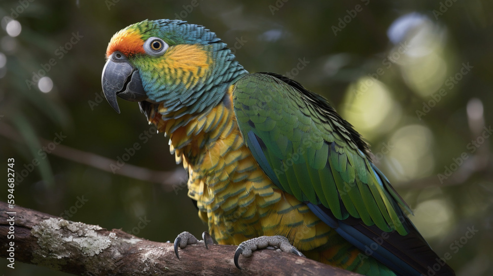 Obraz premium Feathered Friends: A Stunning Close-Up of a Colorful Parrot