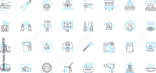 Natural language processing linear icons set. Analysis, Artificial intelligence, Automation, Chatbots, Classification, Comprehension, Contextualization line vector and concept signs. Corpora,Dialogue photo