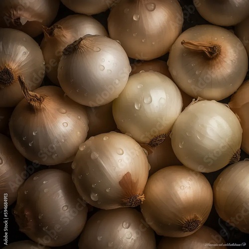 Onions with dewdrops