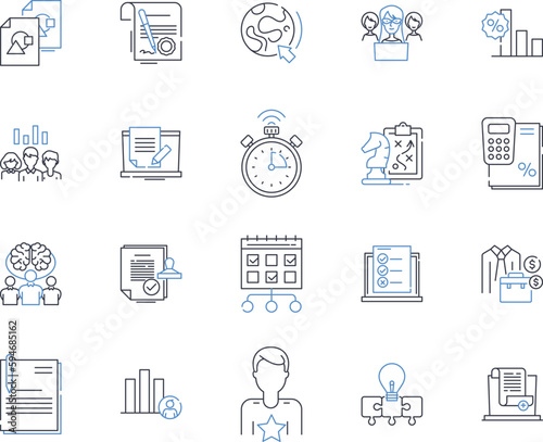 Competitive Intelligence line icons collection. Analysis, Insight, Strategy, Competitor, Market, Research, Data vector and linear illustration. Intelligence,Assessment,Benchmarking outline signs set