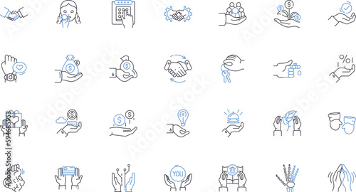 Evolvement line icons collection. Advancement  Growth  Transformation  Progression  Development  Maturation  Enhancement vector and linear illustration. Evolution Innovation Improvement outline signs