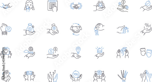 Evolvement line icons collection. Advancement, Growth, Transformation, Progression, Development, Maturation, Enhancement vector and linear illustration. Evolution,Innovation,Improvement outline signs