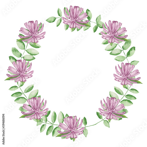 Watercolor frame - illustration with leaf elements, for wedding stationery, congratulations, wallpapers, and more on white background.
