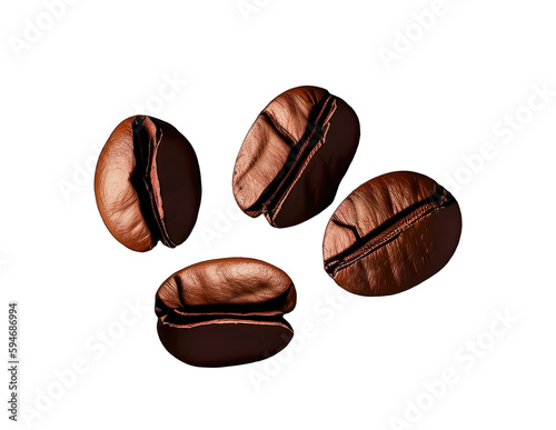 Coffee beans png, transparent background - pile of coffee beans isolated, generative ai