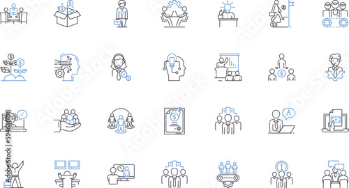 Role modeling and emulation line icons collection. Inspiration, Idolization, Imitation, Impression, Exemplary, Mentorship, Guidance vector and linear illustration. Leadership,Influence,Example outline