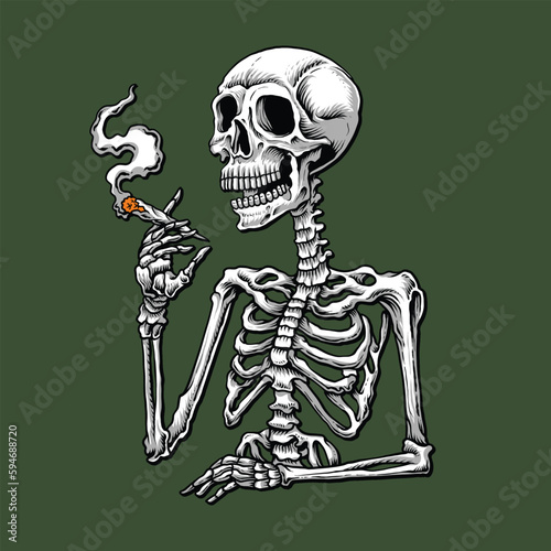 Skeleton Smoking and Chill Cartoon