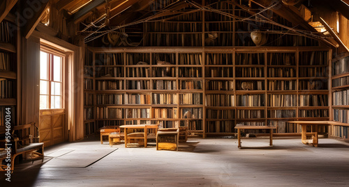 Old library of the books. AI generated.