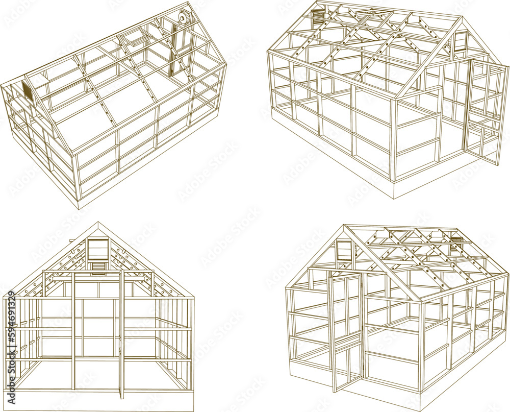 Greenhouse illustration vector sketch for plants