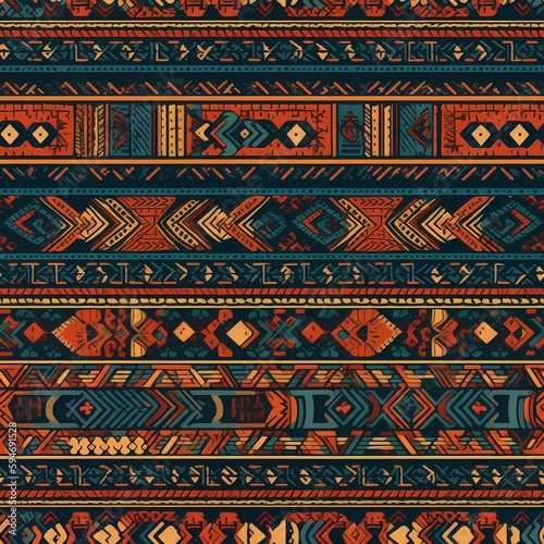 Inca Legacy: Seamless Geometric Pattern with Vibrant Traditional Colors