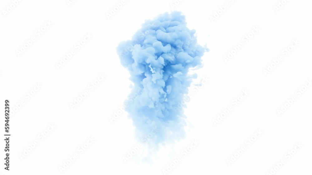 Wispy, light blue cloud on a white background