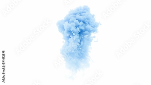 Wispy, light blue cloud on a white background