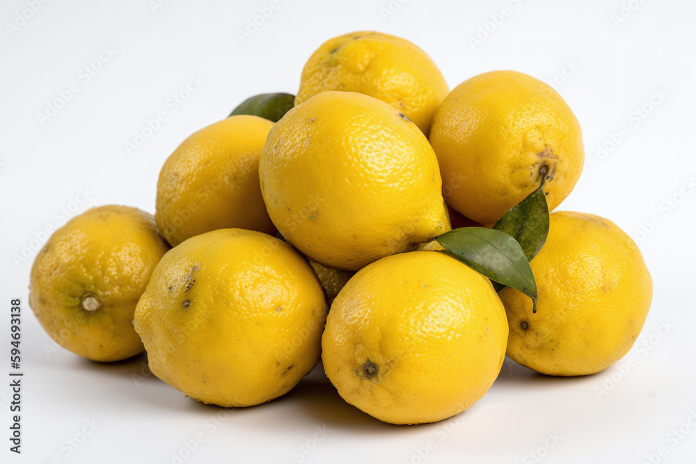 Citrons jaunes frais et juteux sur fond blanc » IA générative Citrons jaunes frais et juteux sur fond blanc » IA générative