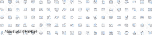 Cold calling line icons collection. Rejection, Prospects, Sales, Leads, Pitch, Telemarketing, Conversation vector and linear illustration. Follow-up,Confidence,Objections outline signs set