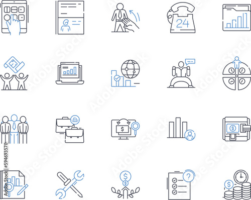 Cash inflows line icons collection. Revenue, Sales, Profits, Gains, Income, Earnings, Receipts vector and linear illustration. Deposits,Returns,Dividends outline signs set