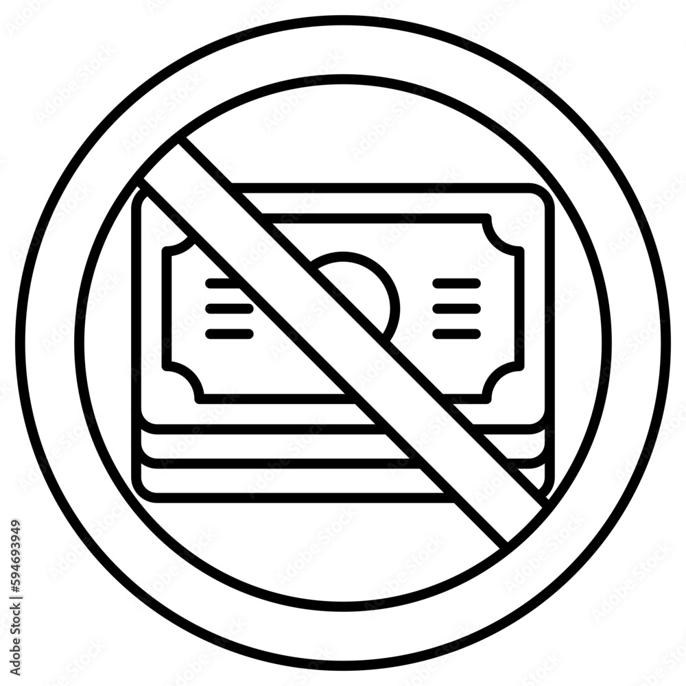 Conceptual flat design icon of no cash Conceptual flat design icon of no cash