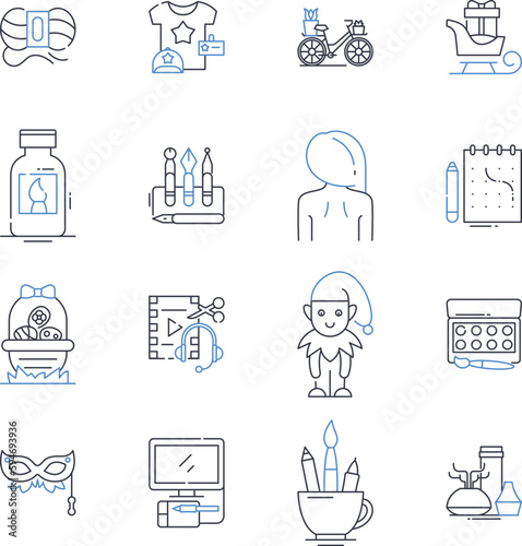 Talented artisans line icons collection. Skillful, Artistic, Creative, Innovative, Handcrafted, Detailed, Meticulous vector and linear illustration. Exceptional,Passionate,Unique outline signs set